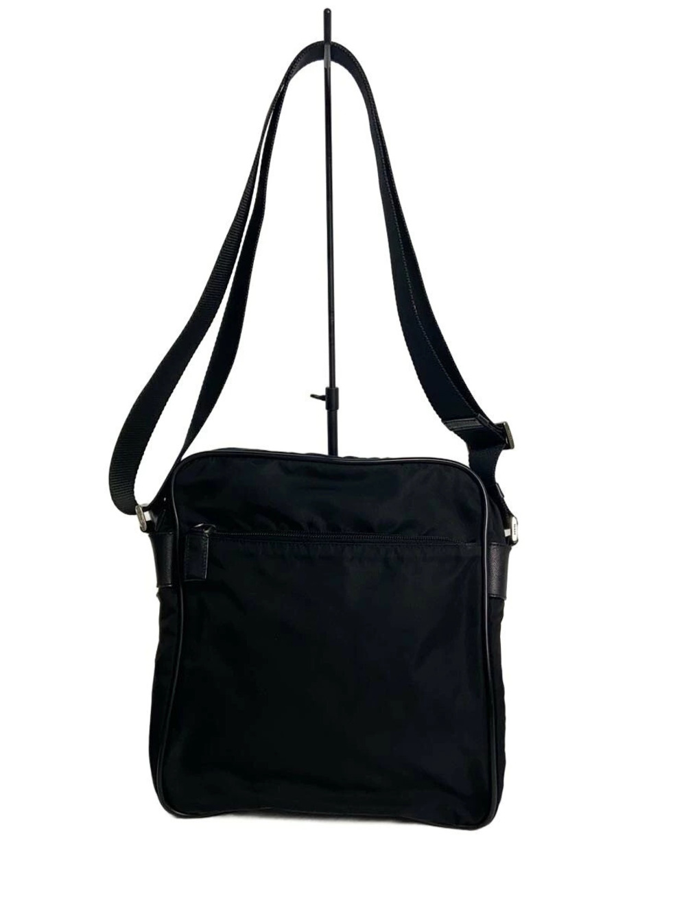 Prada leather shoulder bag messenger crossbody bag Black